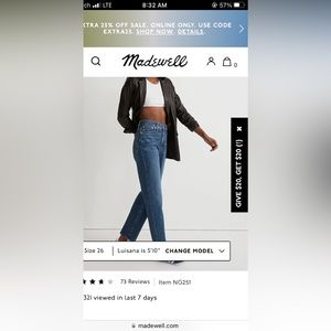 NWT MADEWELL THE PERFECT VINTAGE STRAIGHT JEANS * Tall